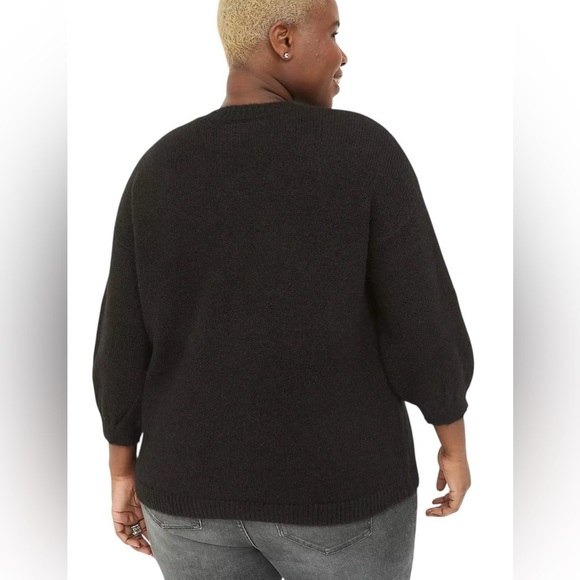 Lane Bryant 3/4 Black Sleeve Rhinestone Button Wool Blend Cardigan Size 22-24W. - Picture 2 of 10